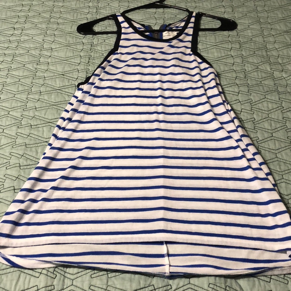 American Eagle medium striped zip back tank